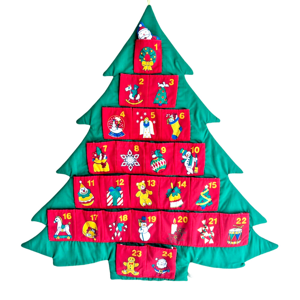 Vintage 1995 Avon Countdown to Christmas Fabric Tree Advent Calendar
